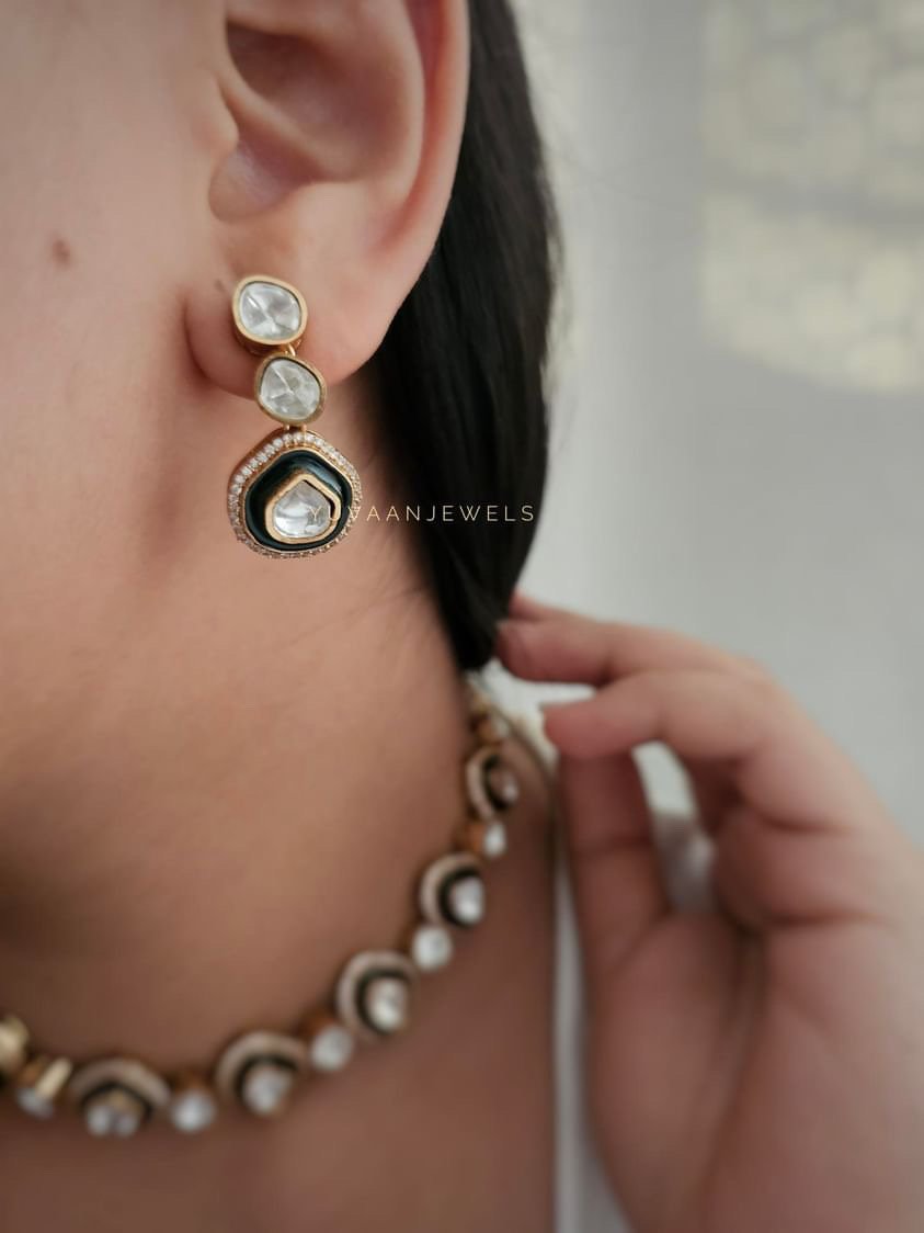 Leena Polki and Meena necklace