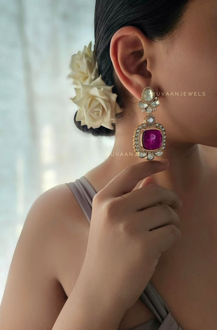 Ambar semi-precious stone Earings