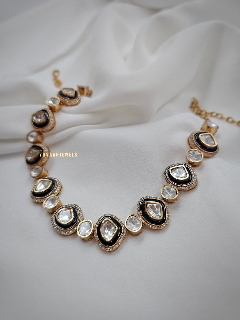 Leena Polki and Meena necklace