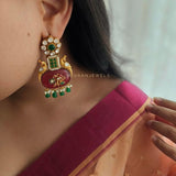 Pahel Raw stone and Polki earrings