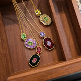 Rubic semi precious stones necklace