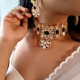 Malar Moonsanite polki choker