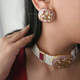 Chaitali pearl and quartz choker