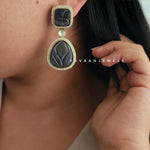 Persian antique plated stone earring