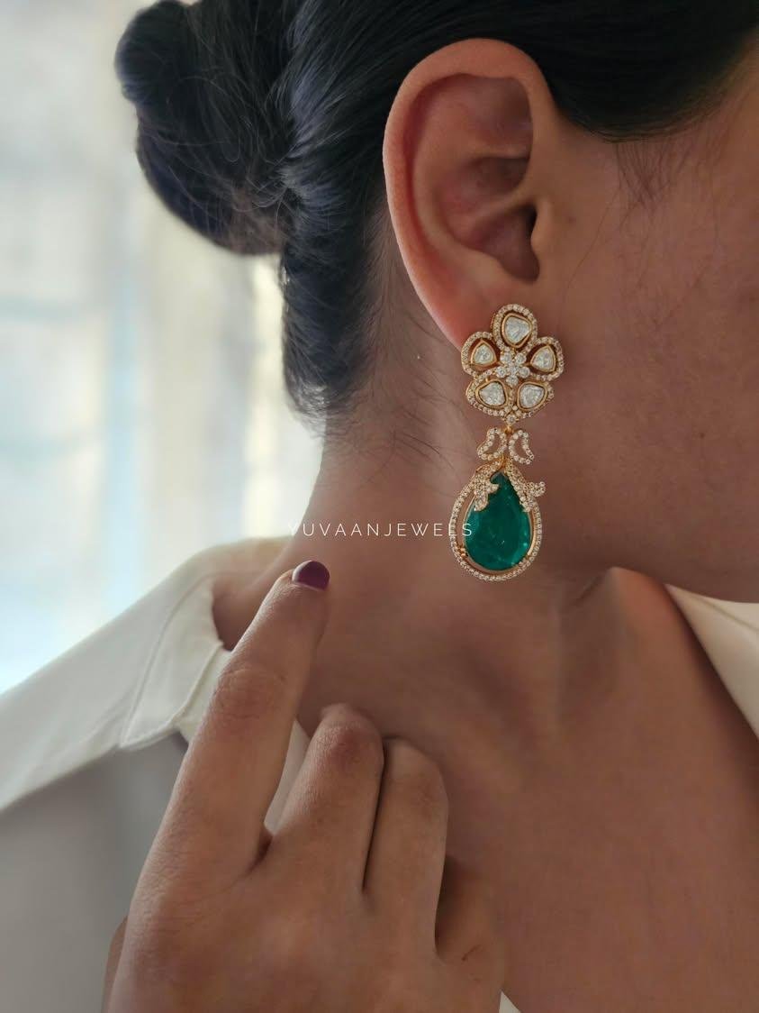 Alora quartz and polki earrings