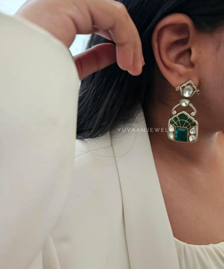Navodya quartz and polki earring