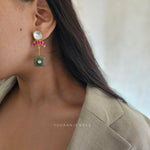 Aziza quartz and polki earrings