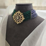 Raang pearl and polki choker