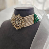 Raang pearl and polki choker
