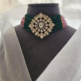 Raang pearl and polki choker