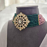 Raang pearl and polki choker