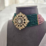 Raang pearl and polki choker
