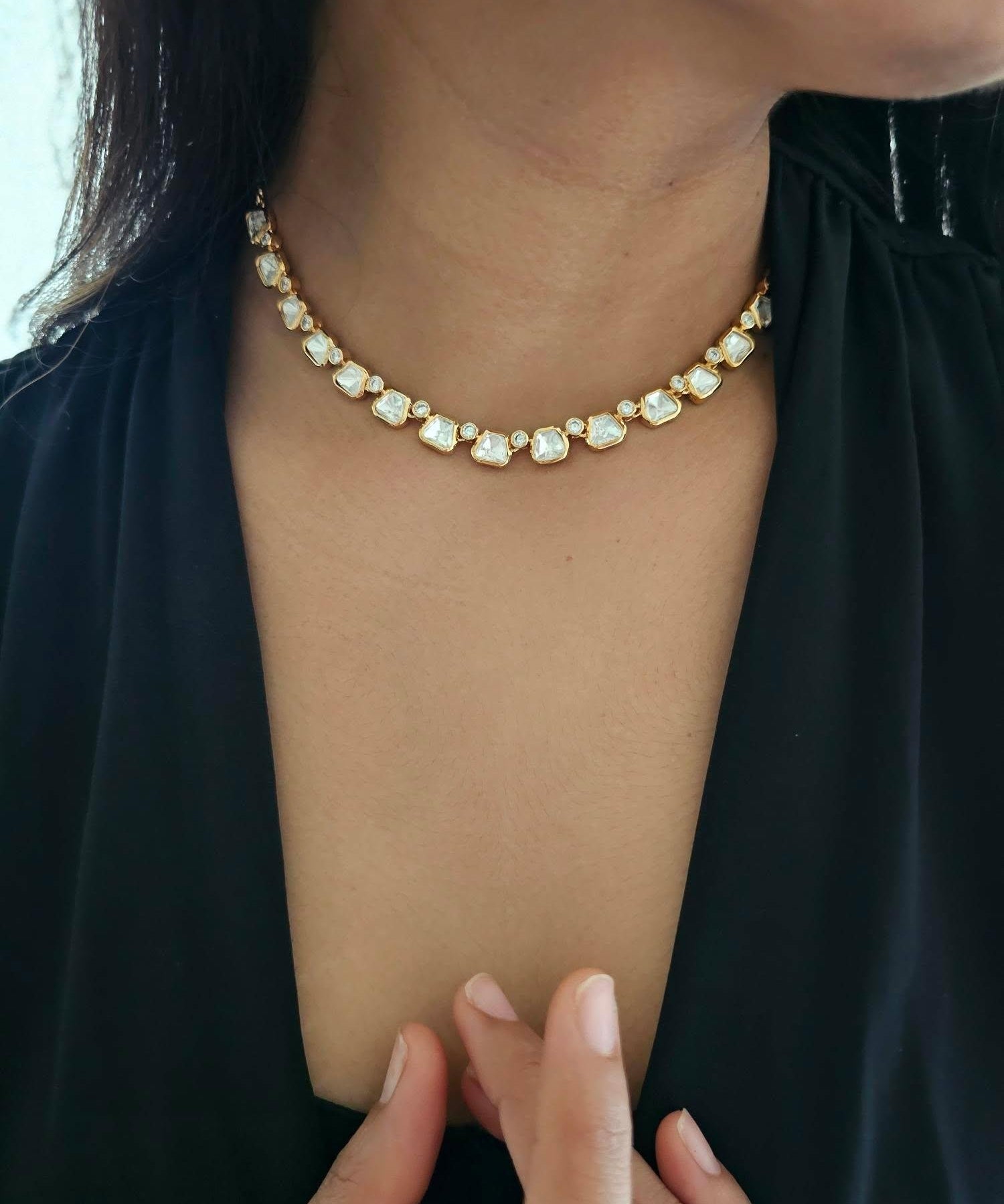 Hafsa delicate polki necklace