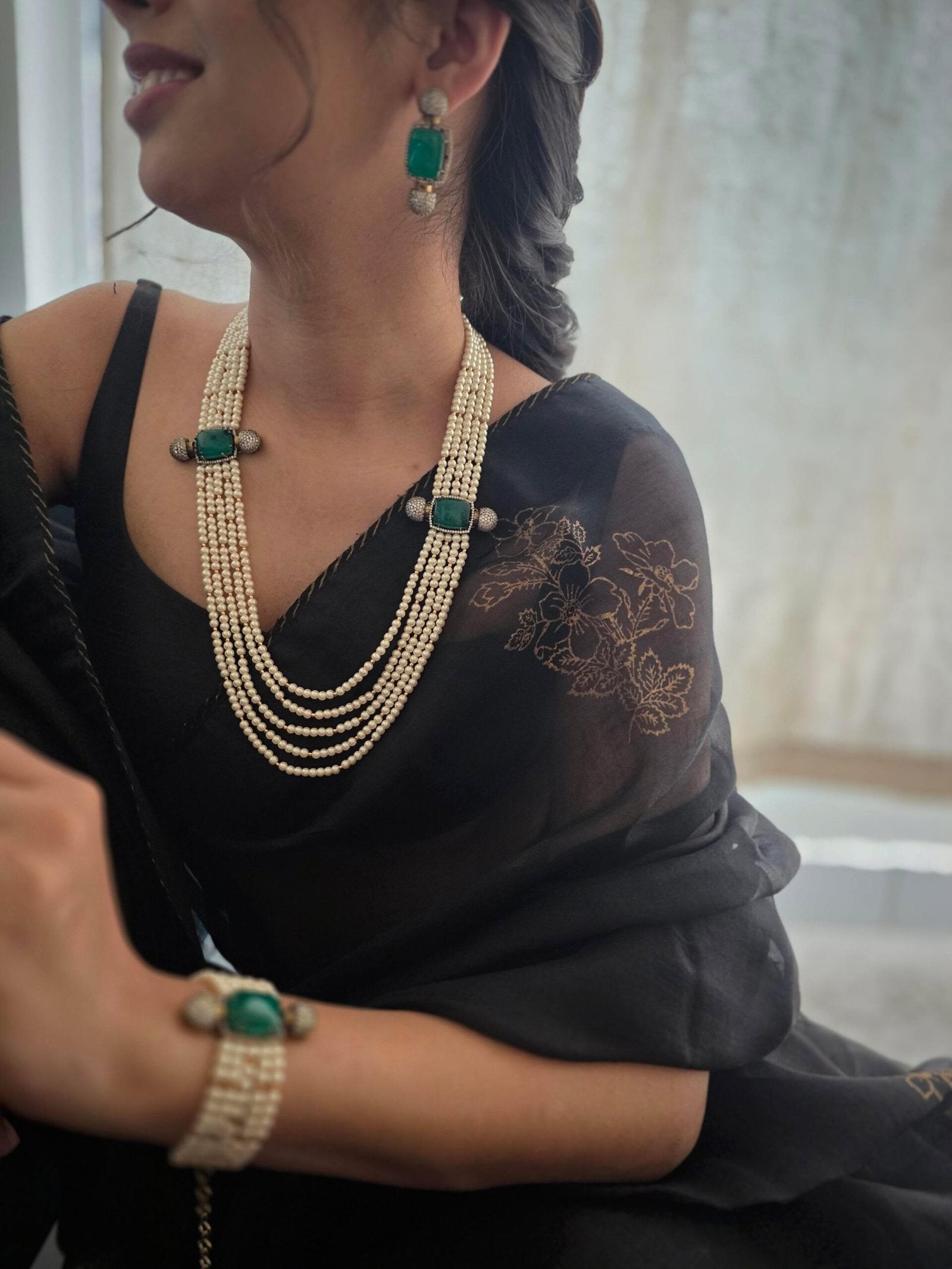 Girisha pearl and quartz long necklace