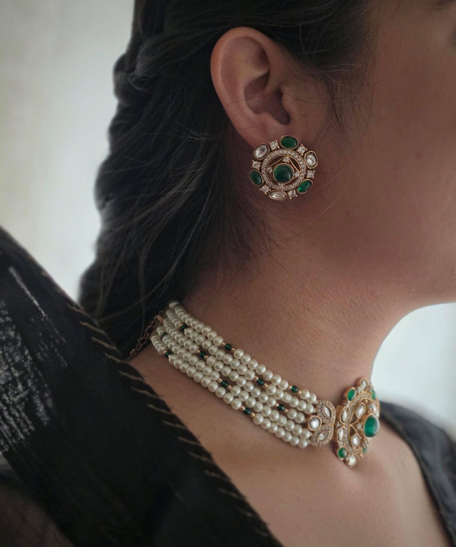 Raia pearl and polki choker
