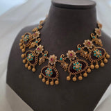 Meenlata handcrafted quartz and polki necklace