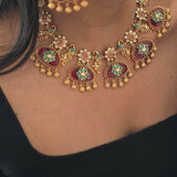 Meenlata handcrafted quartz and polki necklace