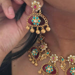 Meenlata handcrafted quartz and polki necklace