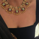 Meenlata handcrafted quartz and polki necklace