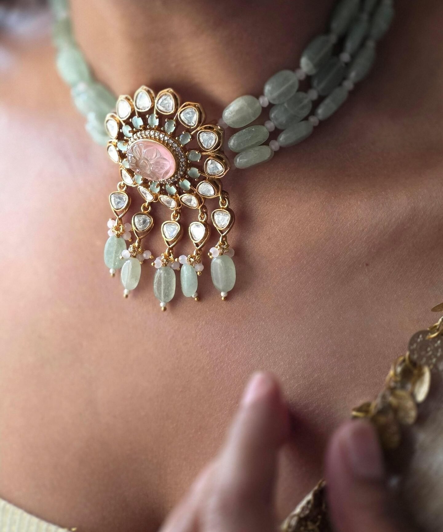 Latika pearl and polki choker