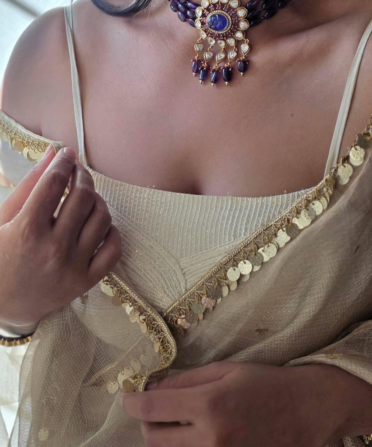 Latika pearl and polki choker