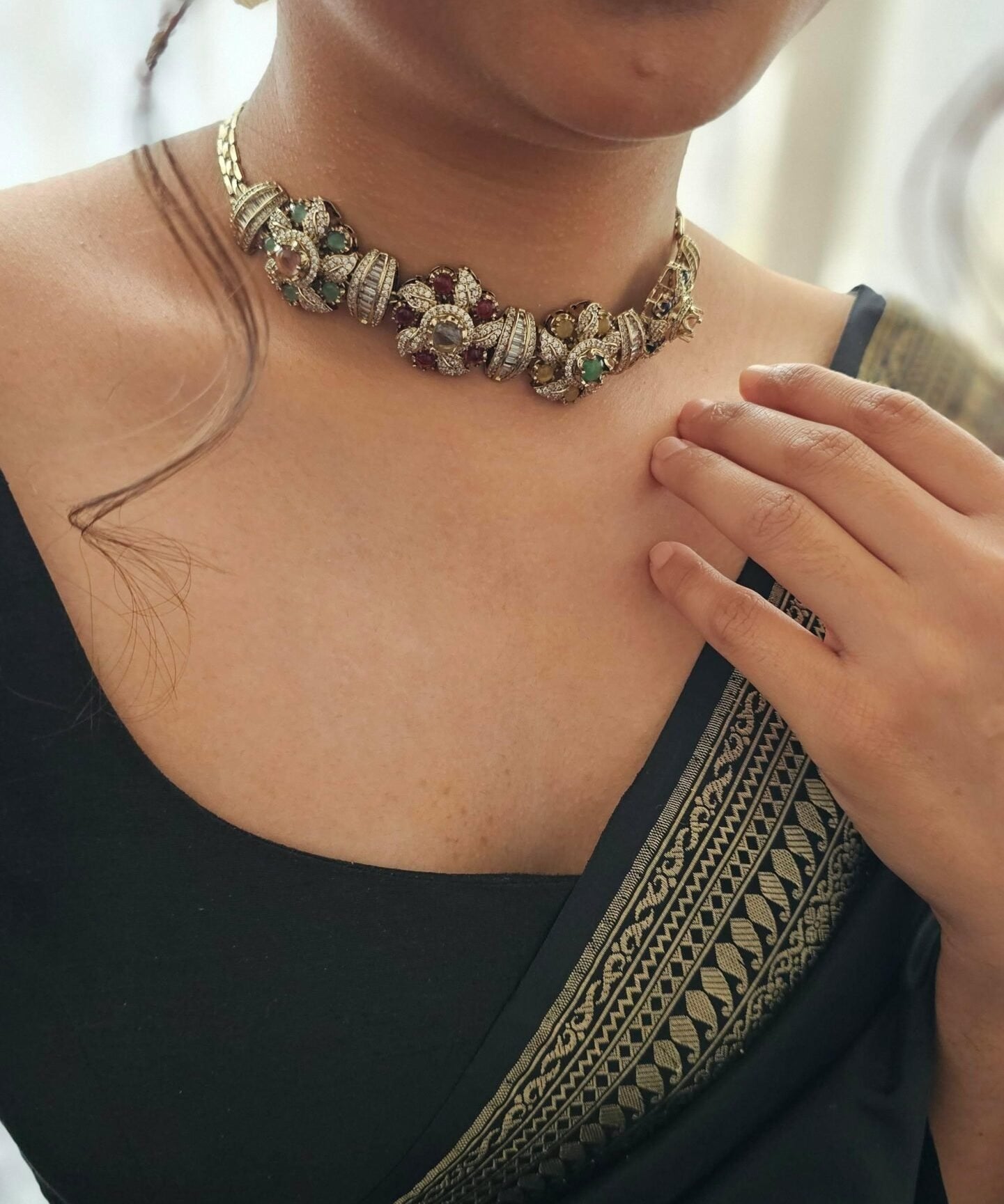 Eesha semi-precious quartz and polki necklace