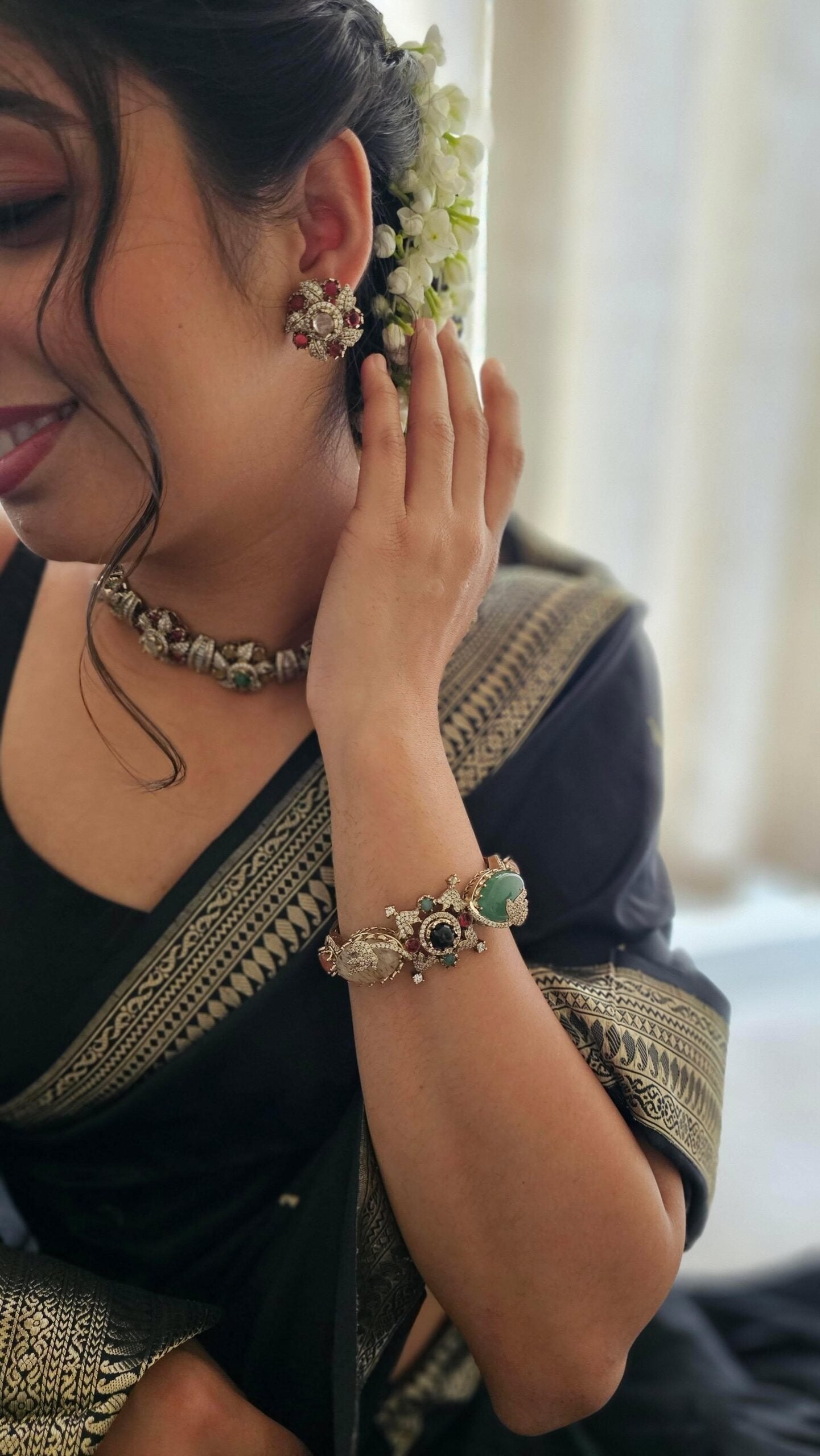 Eesha semi-precious quartz and polki necklace