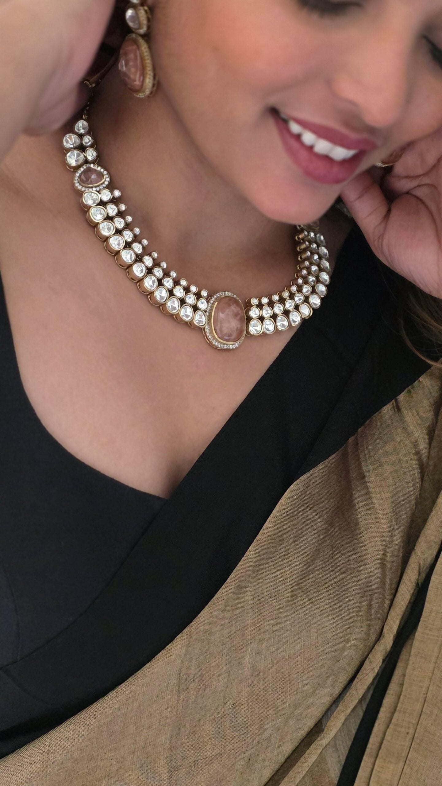 Zareen quartz and polki necklace