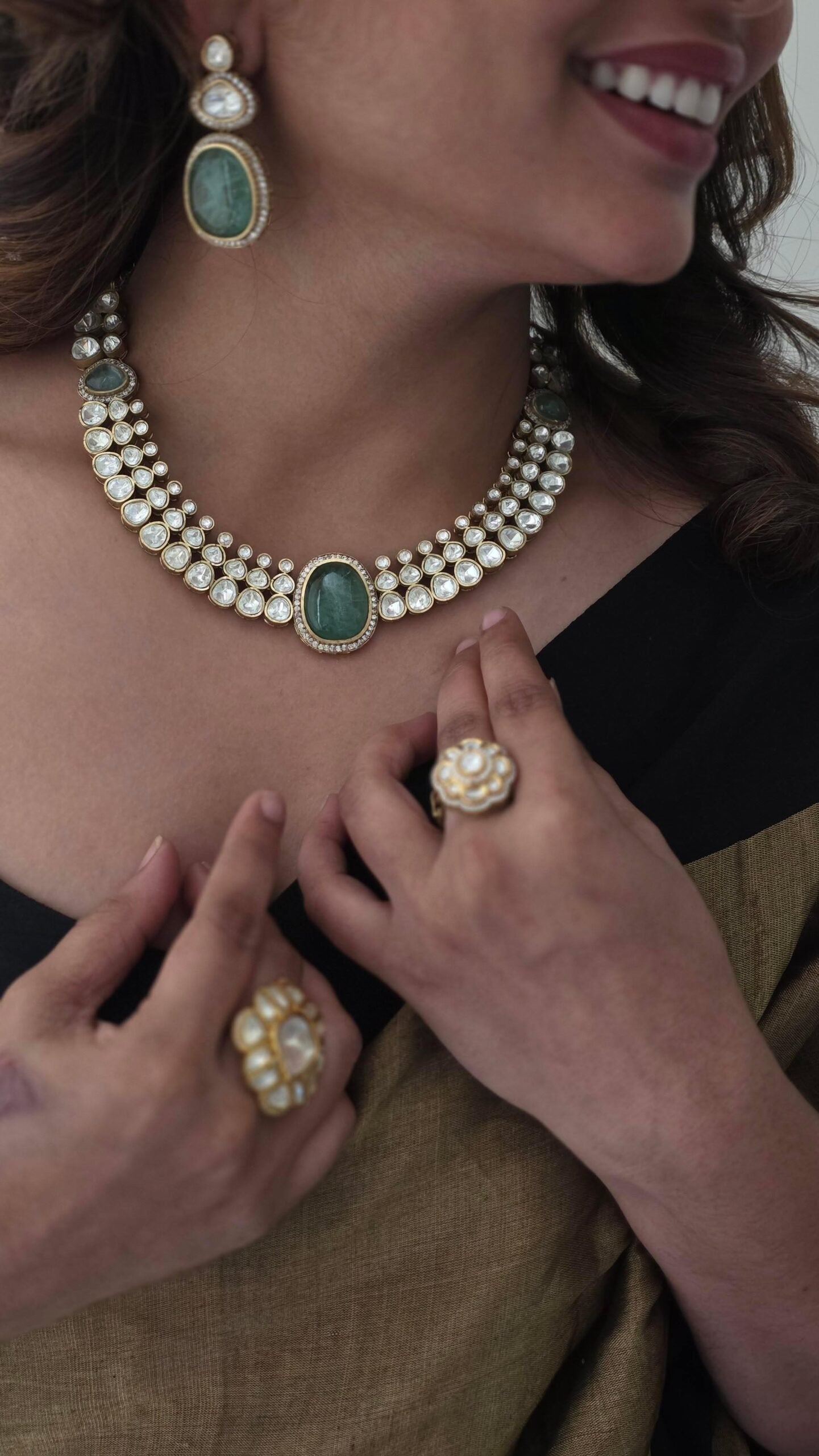 Zareen quartz and polki necklace