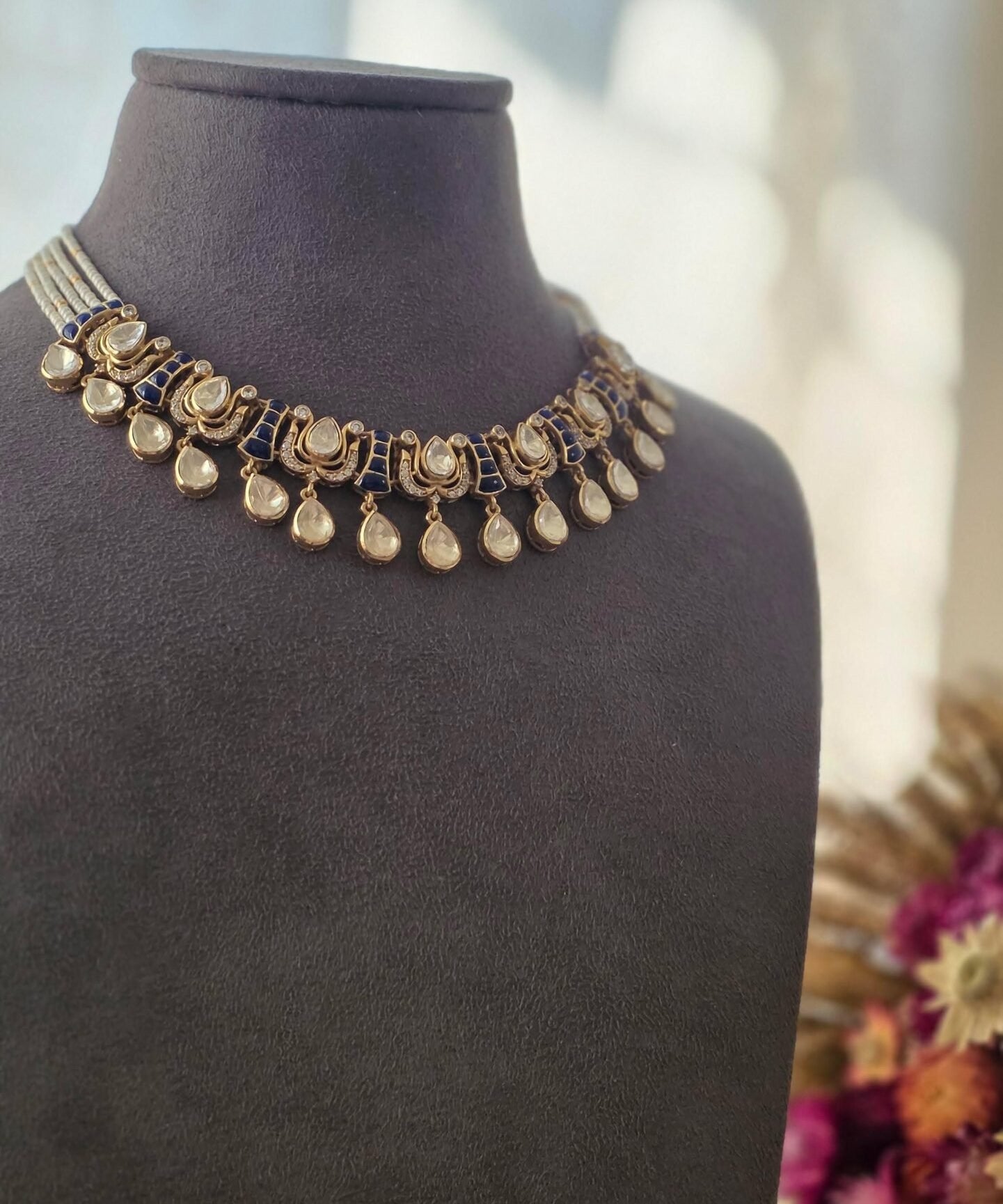 Veda delicate polki necklace