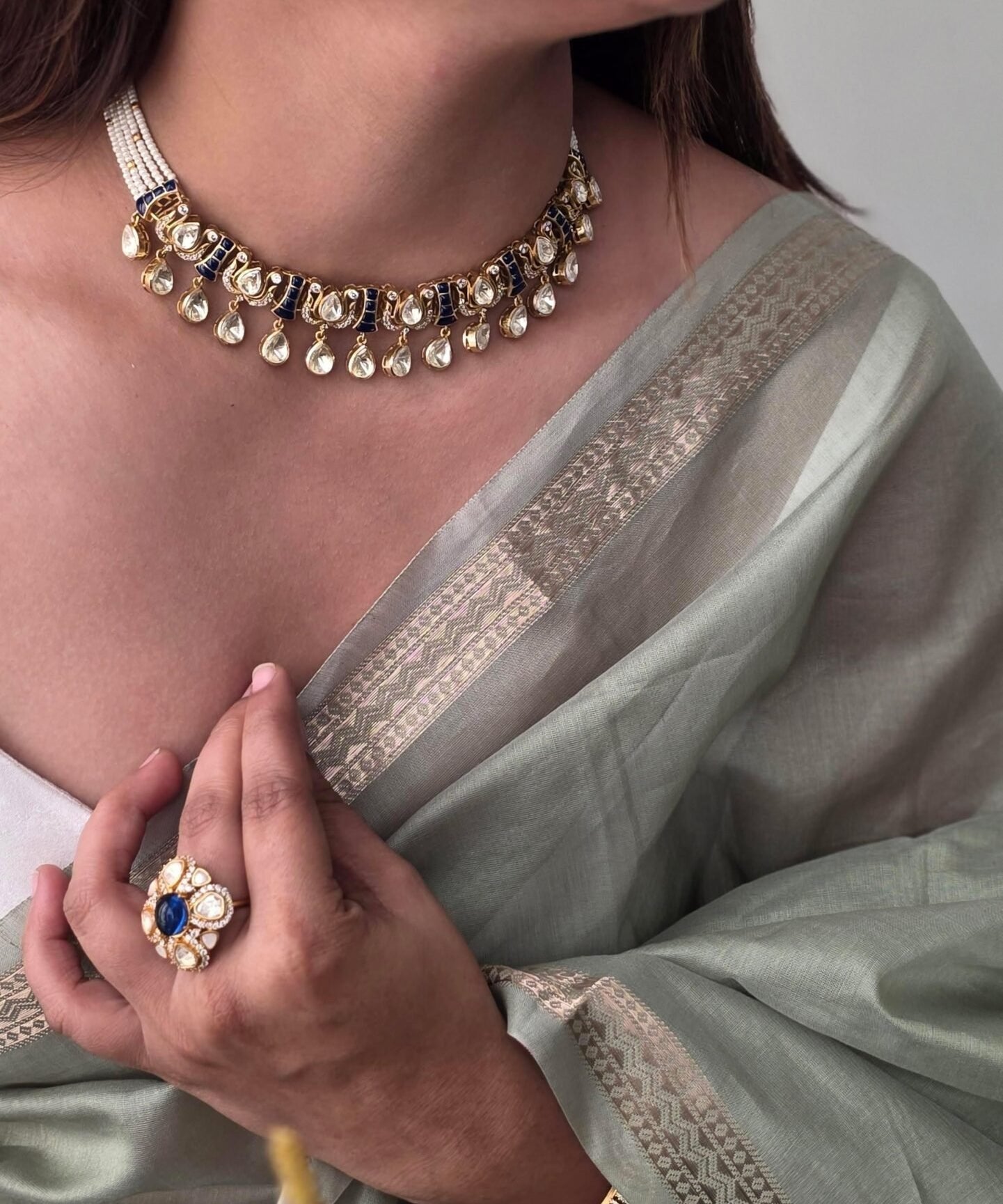 Veda delicate polki necklace
