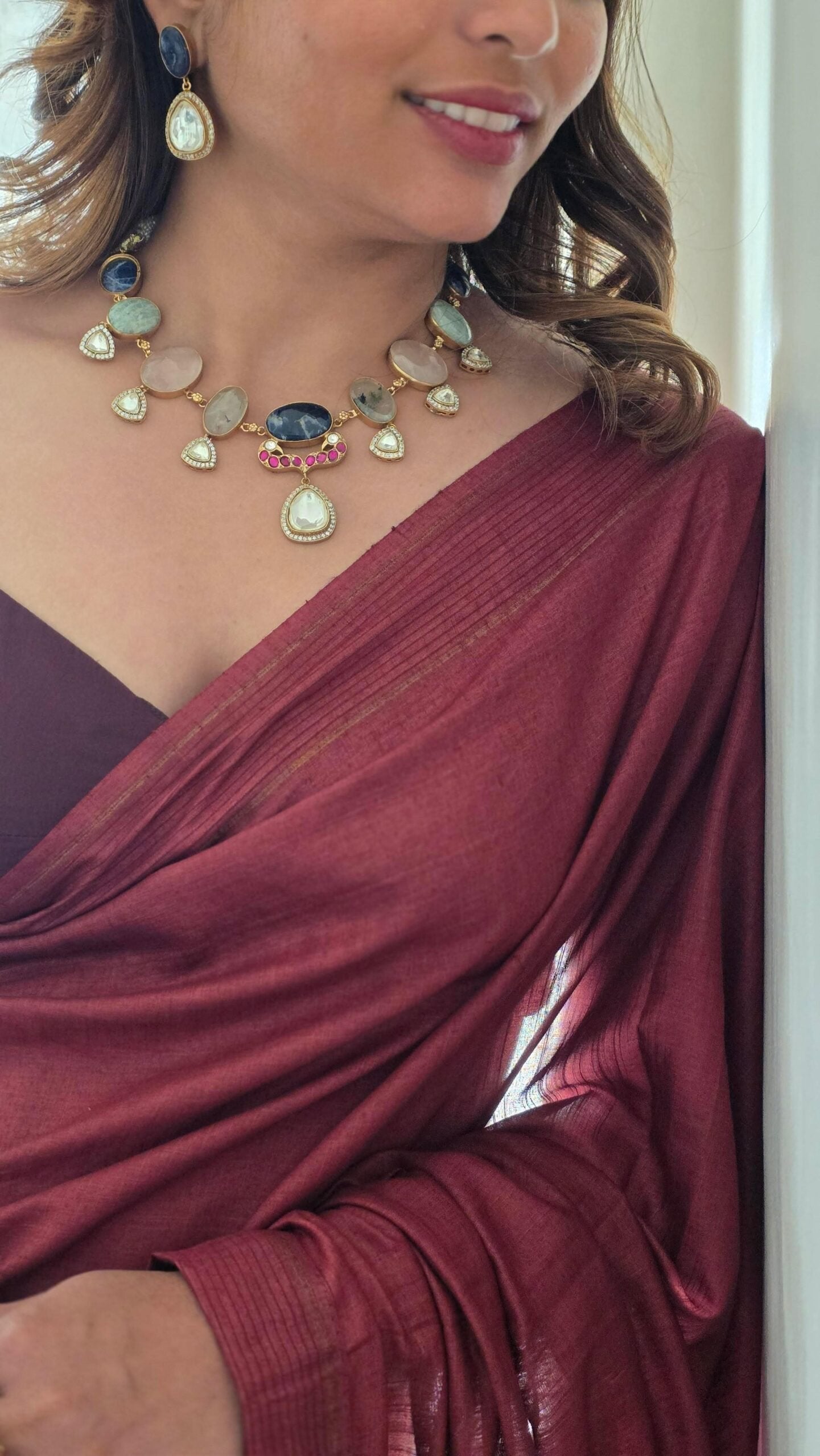 Urvi quartz and polki necklace