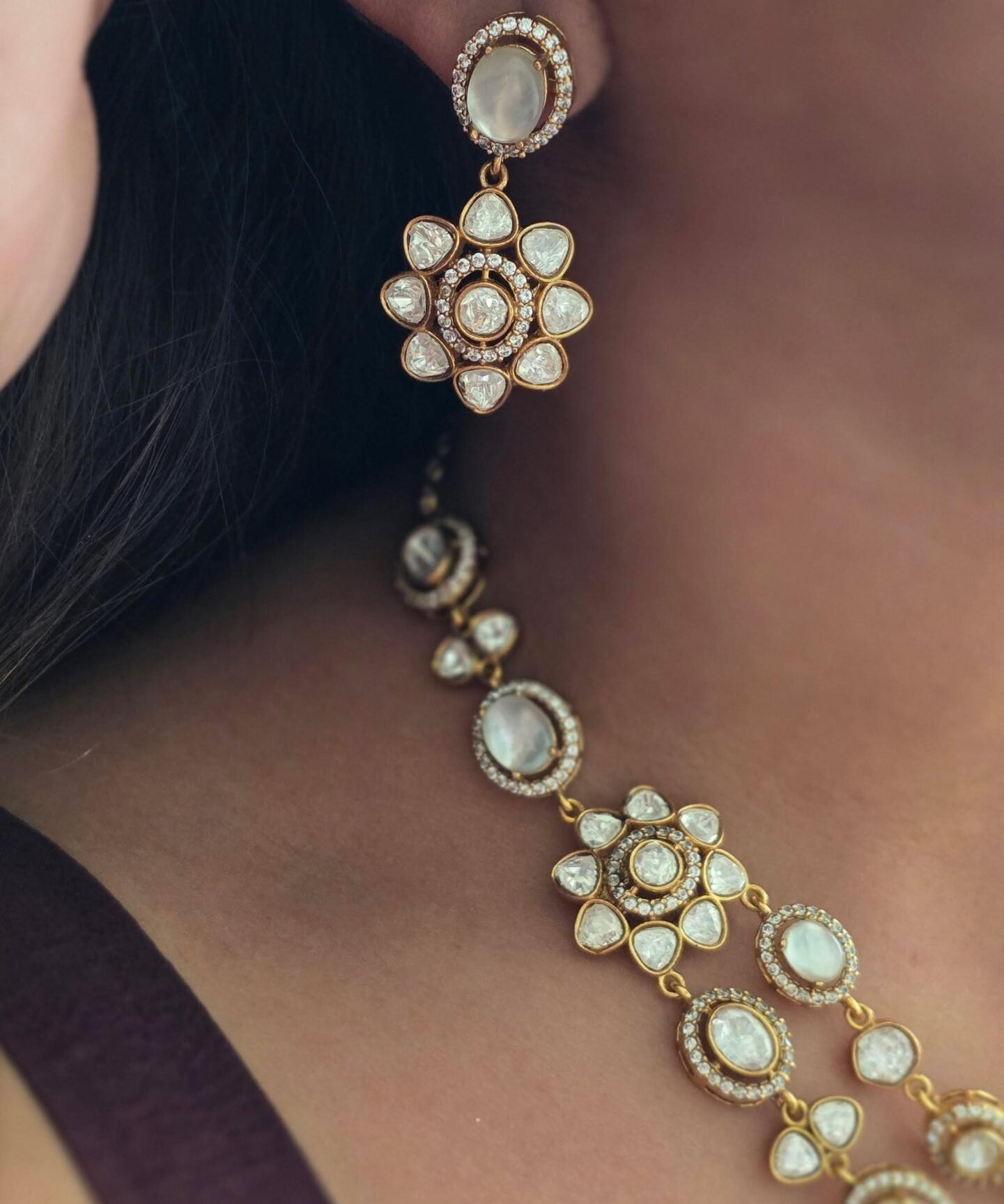 Neeta quartz and polki necklace