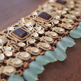 Mayur zari polki choker