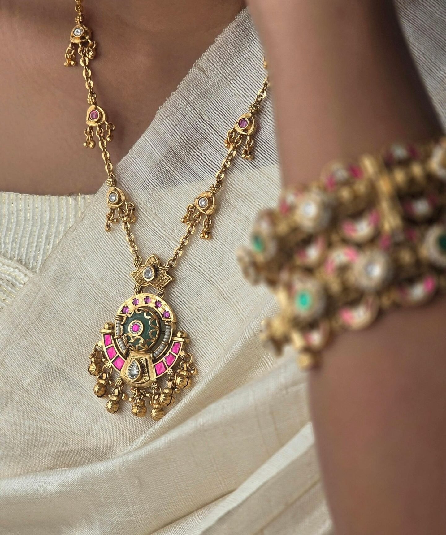 Lakshmi delicate handcrafted long necklace