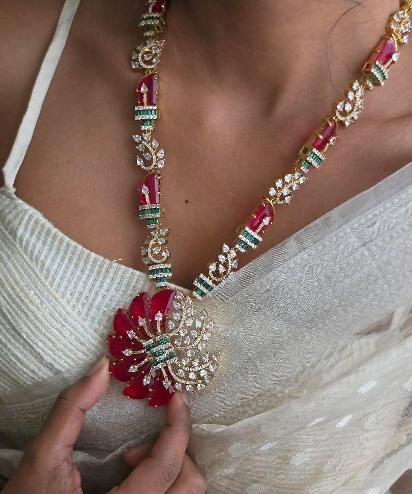 Flora semi precious quartz long necklace
