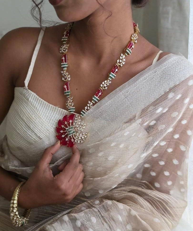 Flora semi precious quartz long necklace