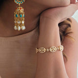 Karishma handcrafted pearl and polki jhumki