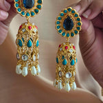 Karishma handcrafted pearl and polki jhumki