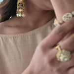 Karishma handcrafted pearl and polki jhumki