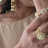 Karishma handcrafted pearl and polki jhumki