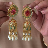 Karishma handcrafted pearl and polki jhumki