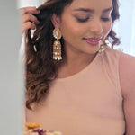 Karishma handcrafted pearl and polki jhumki