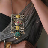 Tisha handcrafted delicate long silver necklace