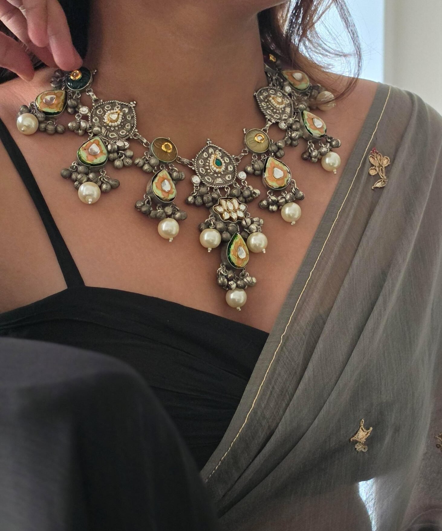 Oshika handcrafted silver necklace