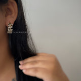 Jade tan hoop earings