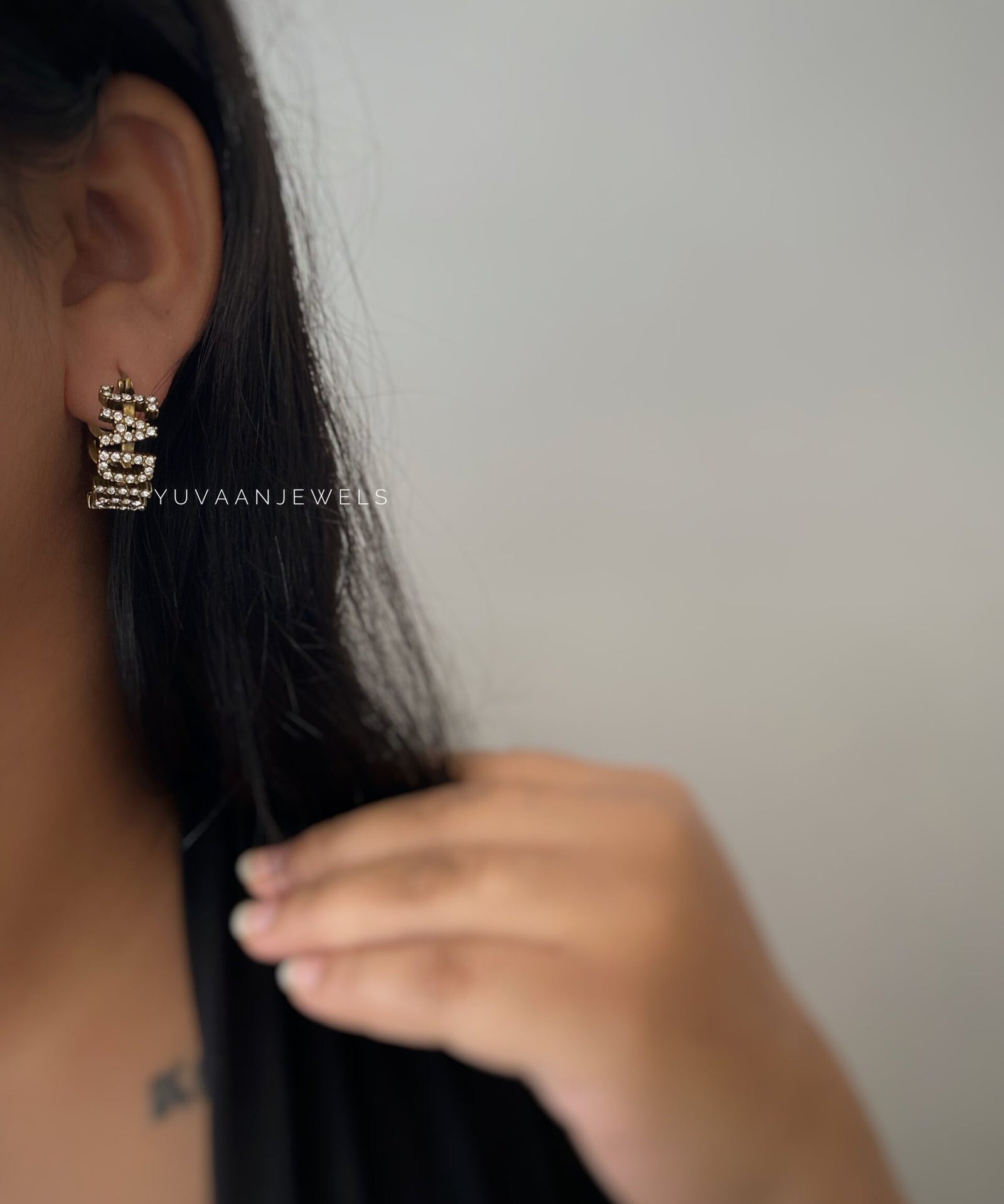 Jade tan hoop earings