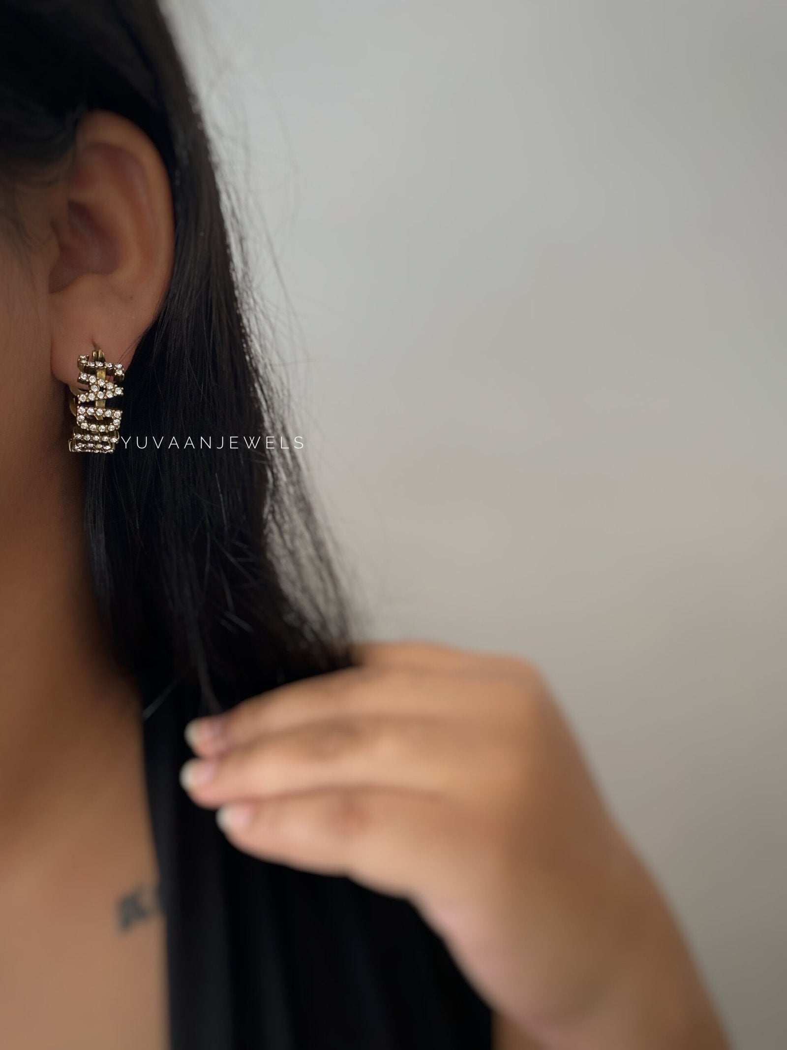 Jade tan hoop earings