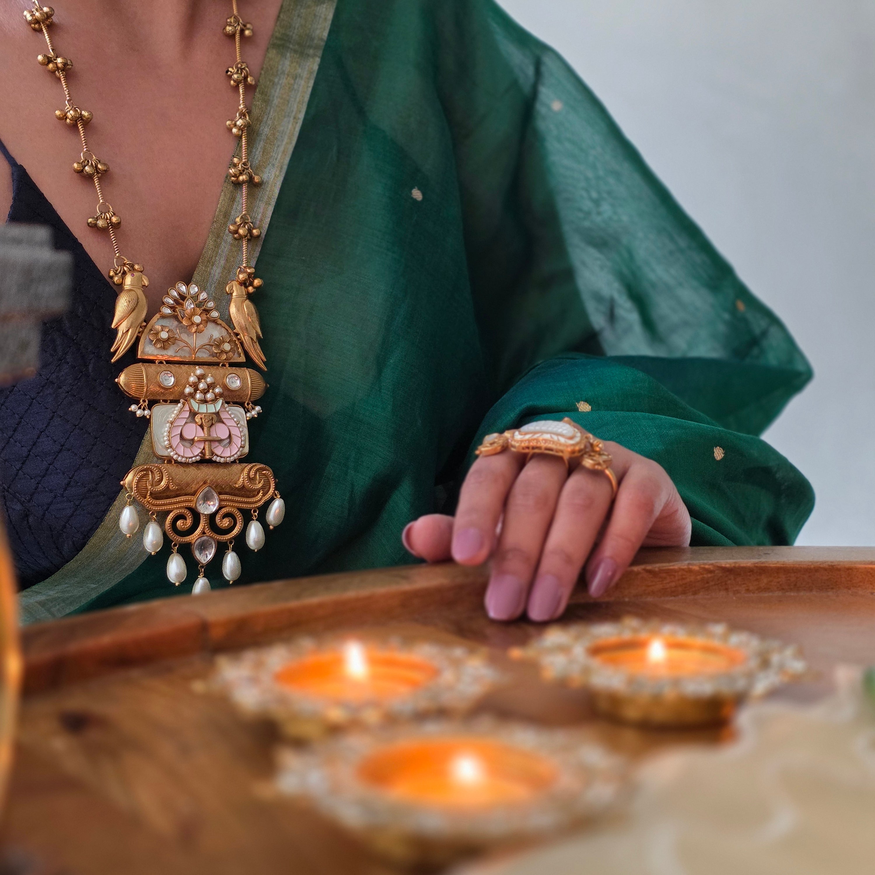 Long haar and diyas, festive