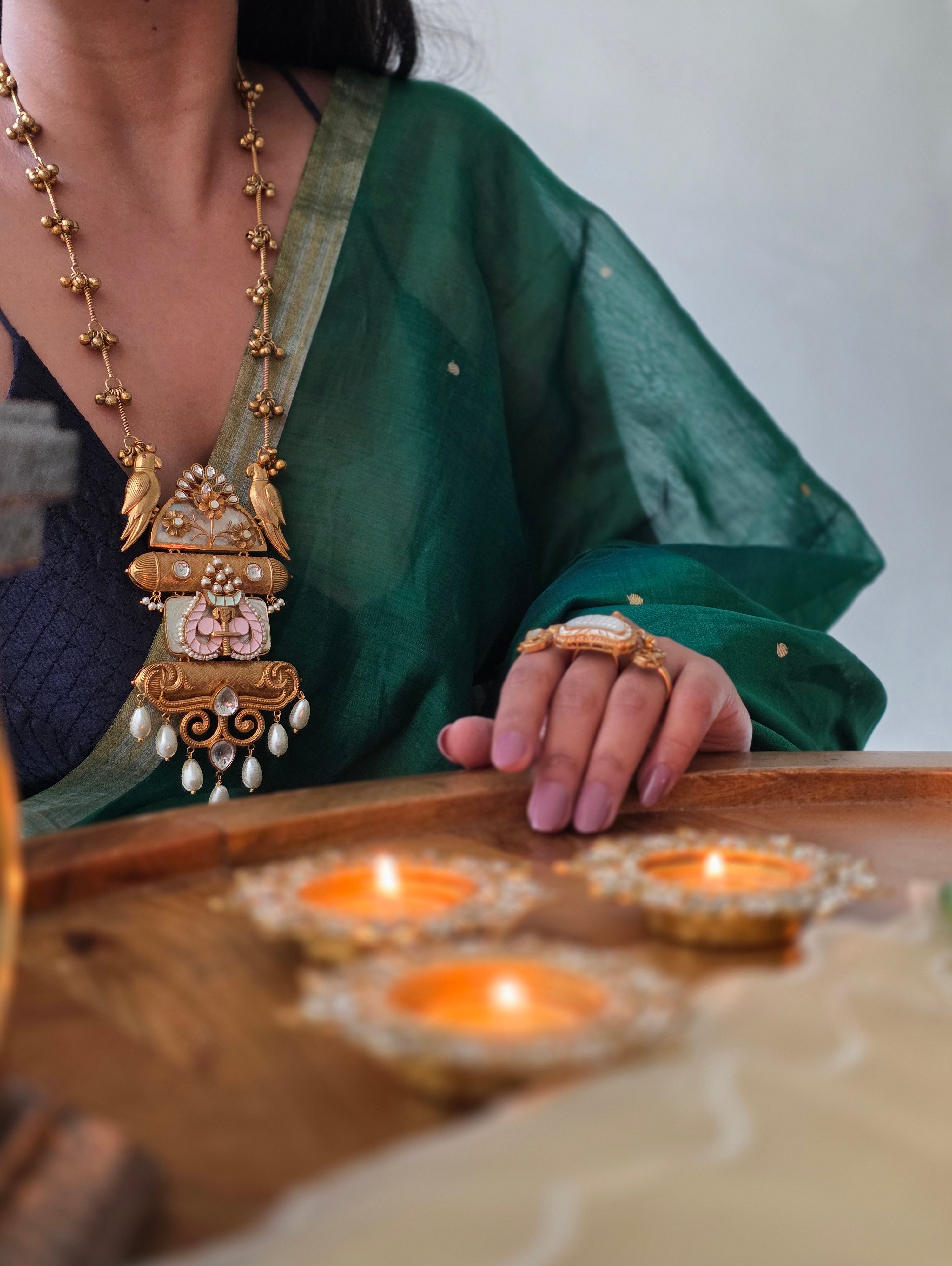 Long haar and diyas, festive